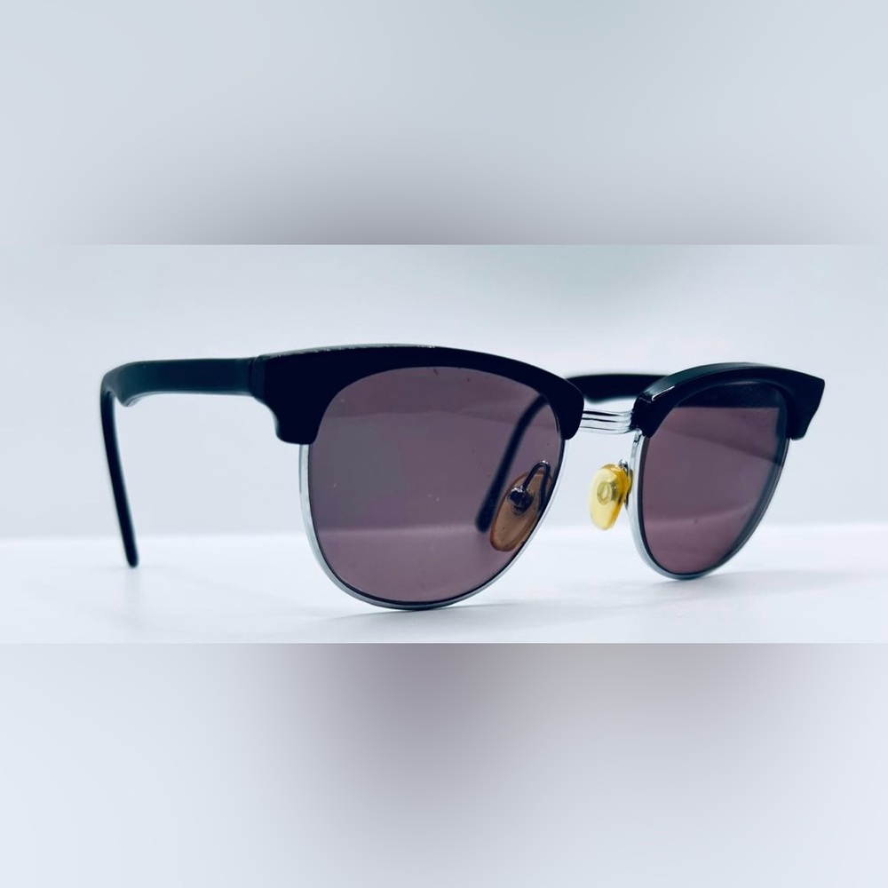 Vintage Andover Black Silver Oval Sunglasses Frames Only